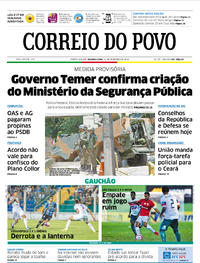 Capa do jornal Correio do Povo 19/02/2018