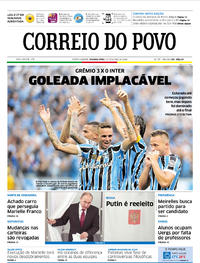 Capa do jornal Correio do Povo 19/03/2018