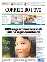 Capa do jornal Correio do Povo 19/04/2018