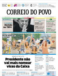 Capa do jornal Correio do Povo 20/01/2018