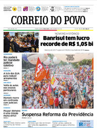 Capa do jornal Correio do Povo 20/02/2018