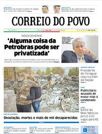 Capa do jornal Correio do Povo 20/11/2018