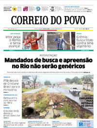 Capa do jornal Correio do Povo 21/02/2018