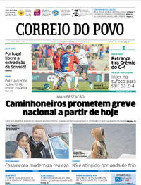 Capa do jornal Correio do Povo 21/05/2018