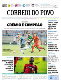Capa do jornal Correio do Povo 22/02/2018