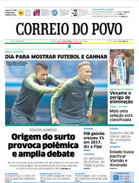 Capa do jornal Correio do Povo 22/06/2018