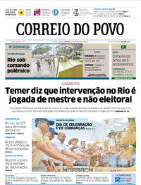 Capa do jornal Correio do Povo 24/02/2018