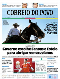 Capa do jornal Correio do Povo 24/08/2018
