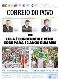 Capa do jornal Correio do Povo 25/01/2018