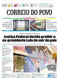 Capa do jornal Correio do Povo 26/01/2018