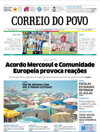Capa do jornal Correio do Povo 26/02/2018