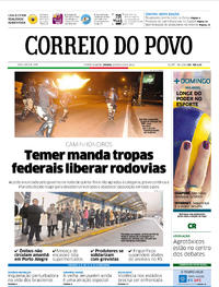 Capa do jornal Correio do Povo 26/05/2018