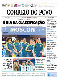 Capa do jornal Correio do Povo 27/06/2018