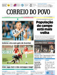 Capa do jornal Correio do Povo 27/07/2018