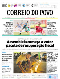 Capa do jornal Correio do Povo 29/01/2018