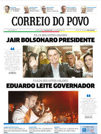Capa do jornal Correio do Povo 29/10/2018