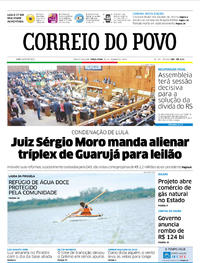 Capa do jornal Correio do Povo 30/01/2018