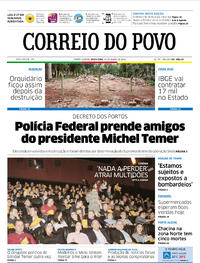Capa do jornal Correio do Povo 30/03/2018