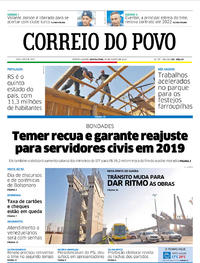 Capa do jornal Correio do Povo 30/08/2018