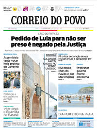 Capa do jornal Correio do Povo 31/01/2018