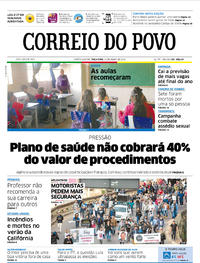 Capa do jornal Correio do Povo 31/07/2018