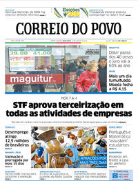 Capa do jornal Correio do Povo 31/08/2018