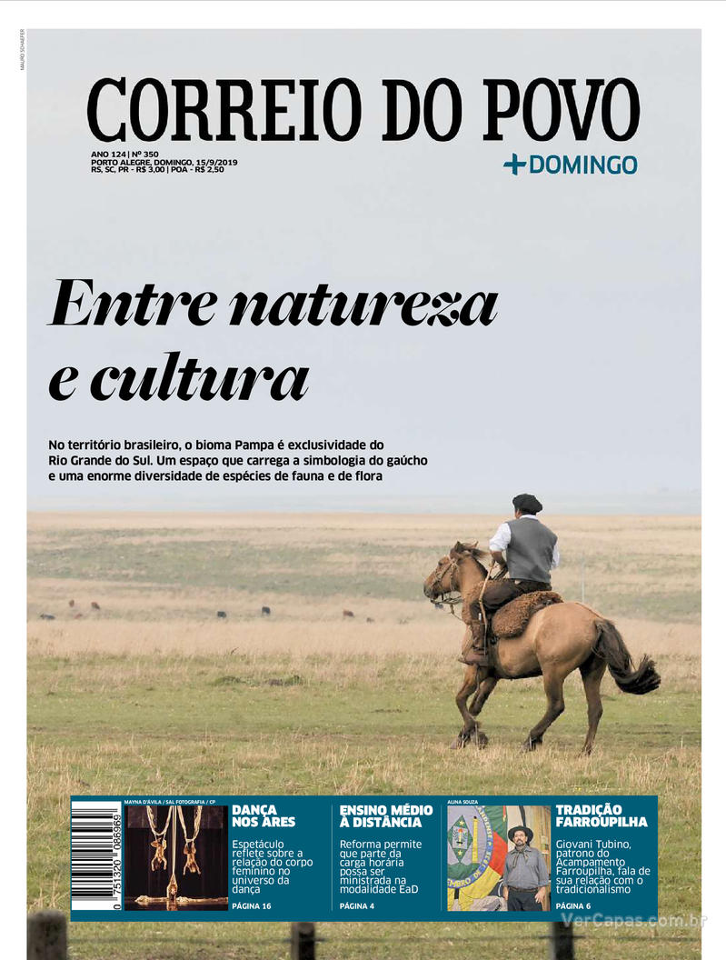 Capa do jornal Correio do Povo 15/09/2019