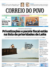 Capa do jornal Correio do Povo 01/02/2019