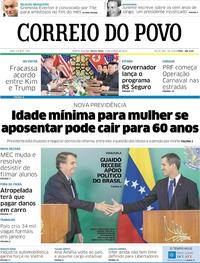 Capa do jornal Correio do Povo 01/03/2019