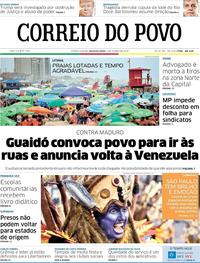 Capa do jornal Correio do Povo 04/03/2019