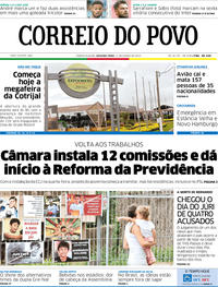 Capa do jornal Correio do Povo 11/03/2019