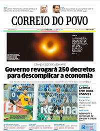 Capa do jornal Correio do Povo 11/04/2019