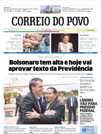 Capa do jornal Correio do Povo 14/02/2019