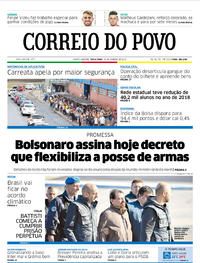 Capa do jornal Correio do Povo 15/01/2019