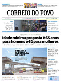 Capa do jornal Correio do Povo 15/02/2019