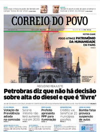 Capa do jornal Correio do Povo 16/04/2019