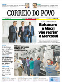 Capa do jornal Correio do Povo 17/01/2019
