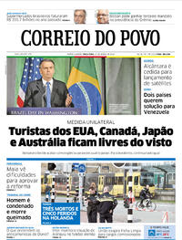 Capa do jornal Correio do Povo 19/03/2019