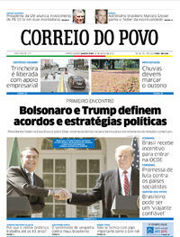 Capa do jornal Correio do Povo 20/03/2019