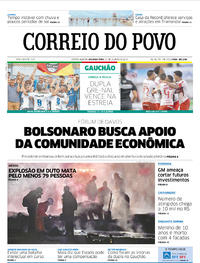 Capa do jornal Correio do Povo 21/01/2019