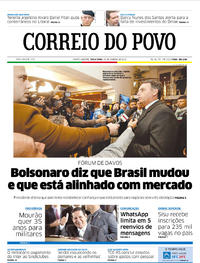 Capa do jornal Correio do Povo 22/01/2019