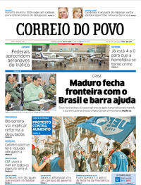 Capa do jornal Correio do Povo 22/02/2019