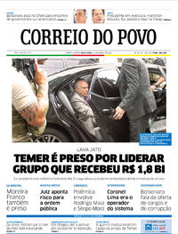 Capa do jornal Correio do Povo 22/03/2019