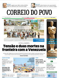 Capa do jornal Correio do Povo 23/02/2019