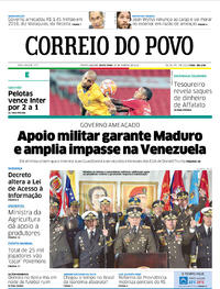 Capa do jornal Correio do Povo 25/01/2019