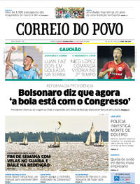 Capa do jornal Correio do Povo 25/03/2019
