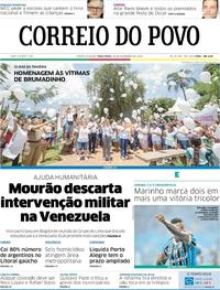 Capa do jornal Correio do Povo 26/02/2019