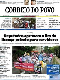 Capa do jornal Correio do Povo 27/02/2019