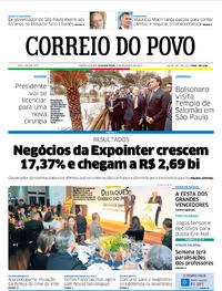 Capa do jornal Correio do Povo 02/09/2019