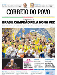 Capa do jornal Correio do Povo 08/07/2019